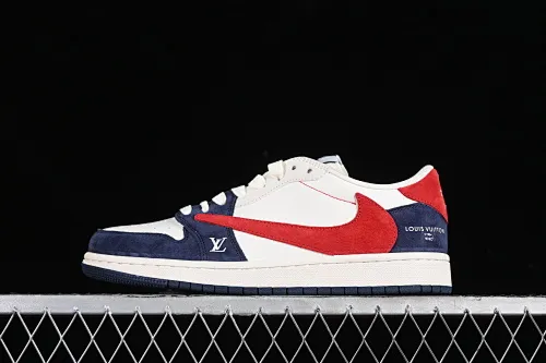All categories Air Jordan Jordan series basketball shoes Air Jordan 1 Low high-end customized low-top sneakers Travis Scott x Fragment Design x Jordan Air Jordan 1 Low OG SP AJ1 Joe 1 LV sapphire blue red low-top cultural casual sneakers YQ2088-670